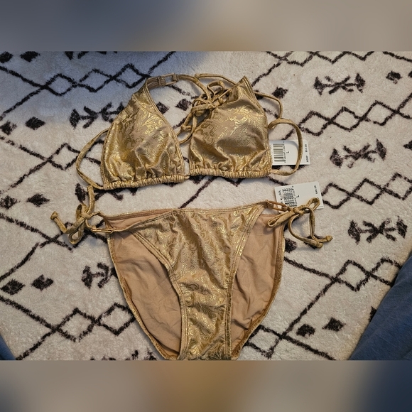 W Swim Gold Bikini Swim Suit - Picture 2 of 5
